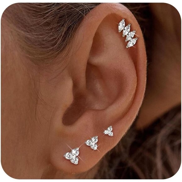 Jewelry - Comfortable Gold Plated Stud Earring Set for Multiple Piercings - Hypoallergenic